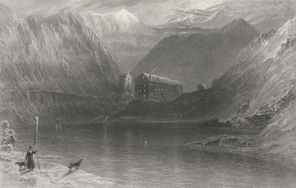 SWITZERLAND. Hospice, Grand St. Bernard (Valais). BARTLETT 1836 old print